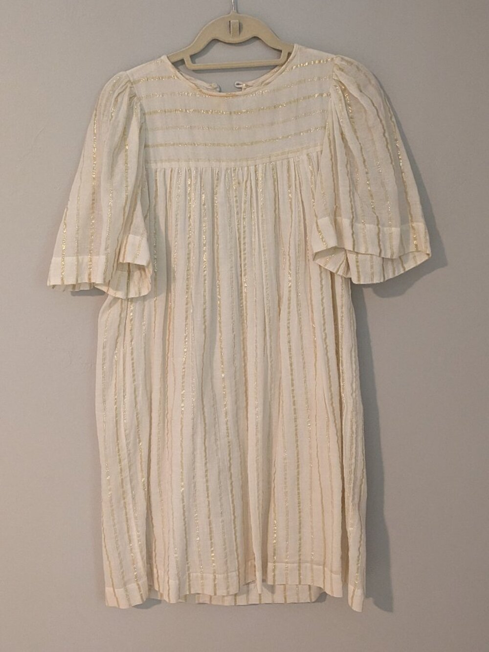 Isabel Marant Etoile White Gold Metallic Stripe Dress